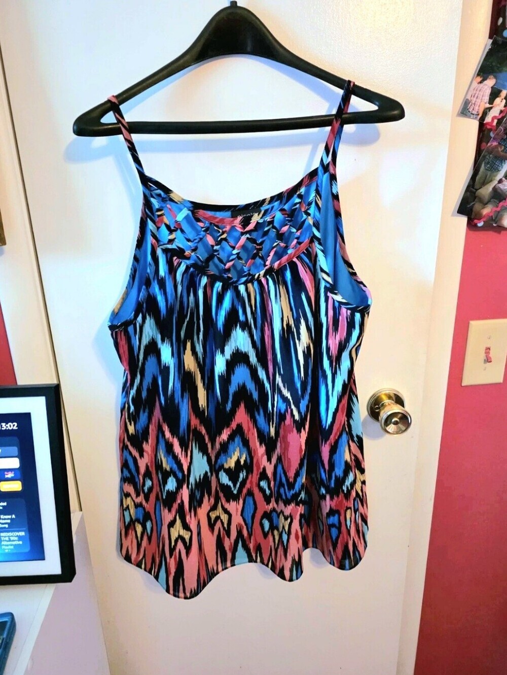 Nicole by Nicole Miller XL Sleeveless Abstract Print Tank Top Lined